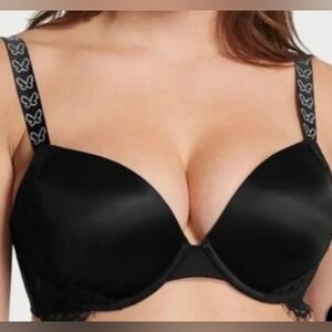 34D3 36DD Victoria's Secret Shine Strap Lace PushUp Bra Black Butterfly
